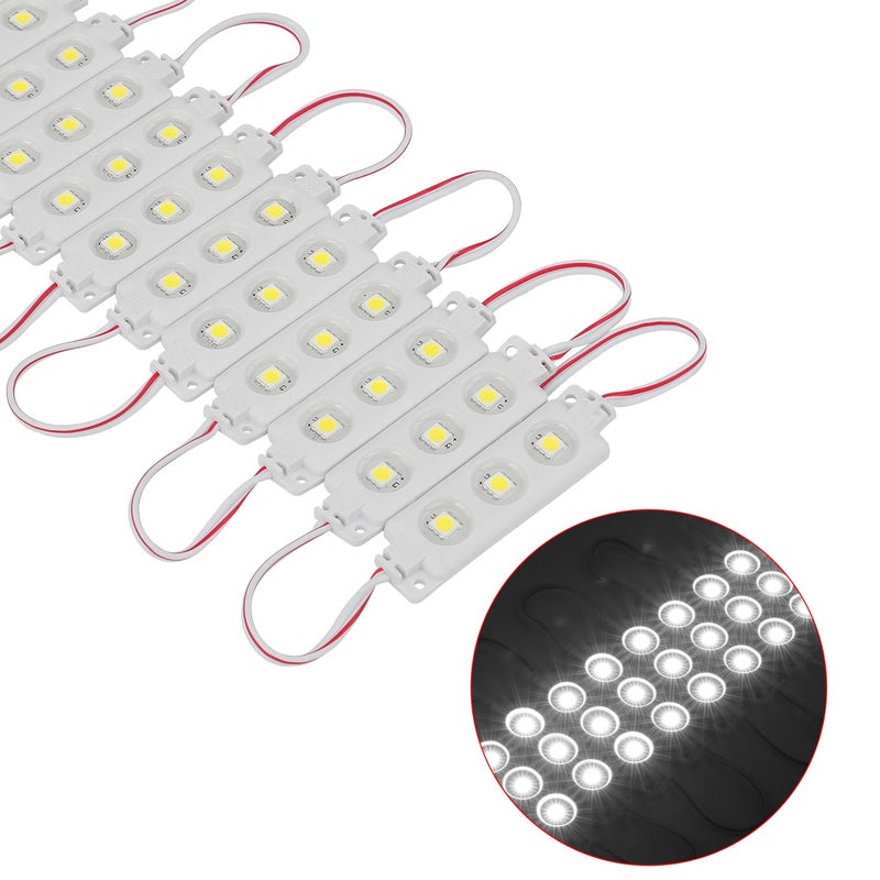 Q QINGCHEN 200 PCS 5050 SMD DC12V Injection 3 LED Module White 0.72W Waterproof Decorative Back Light for Letter Sign Advertising Signs with Tape Adhesive Backside - Image 2